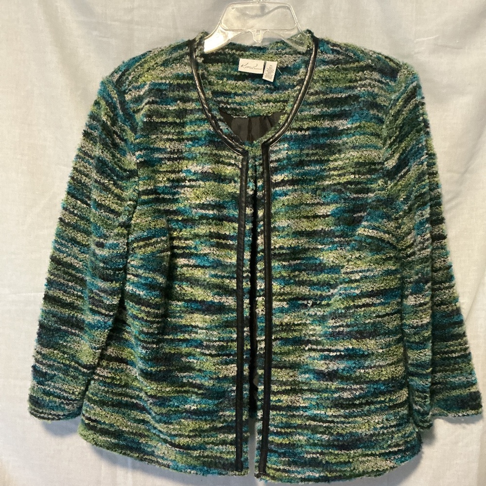 Kim Rogers Dress Jacket Green Black Sz XL (B2)